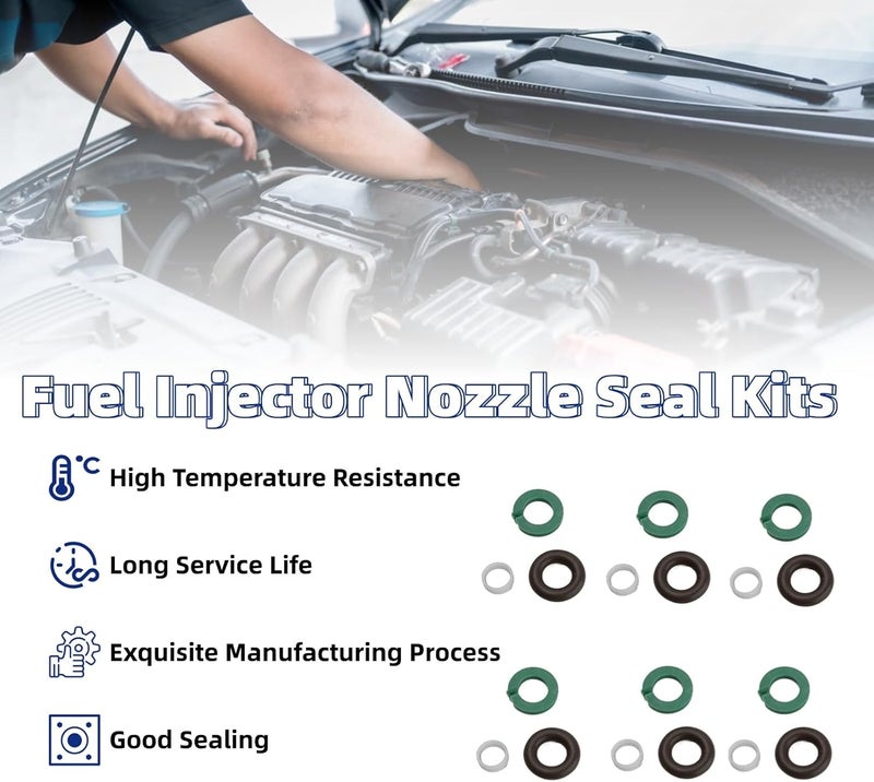 McrGinly 6 Set Fuel Injector Nozzle Seal Kits Fuel Injector O-Rings Compatible with Touareg A4 A5 A6 A7 A8 Q5 Q7 RS3 RSQ3 TTRS 06E998907E 06E998907B - Image 3
